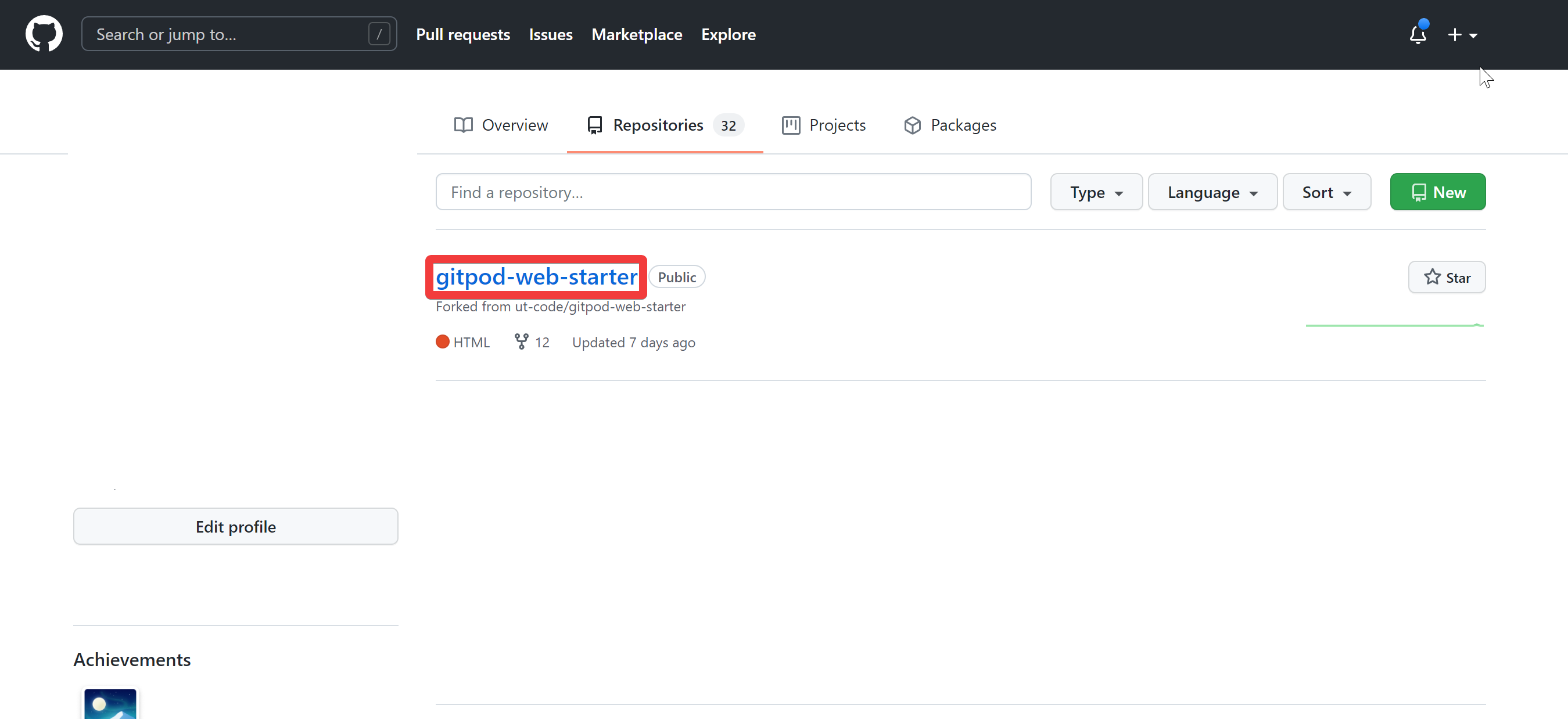 gitpod-web-starterを開く